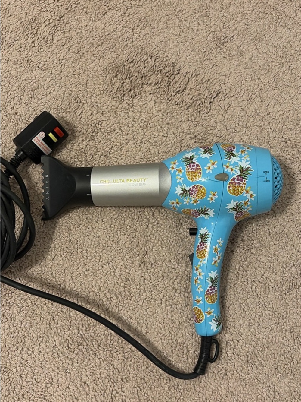 Chi & Ulta Pineapple Print Blue Hair Dryer